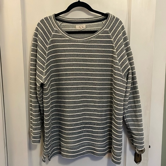 Per Se Sweater with Blue and White Stripes (Women’s 2X) - Picture 1 of 7
